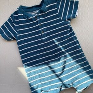 Striped Terrycloth Blue and White Baby Onesie
